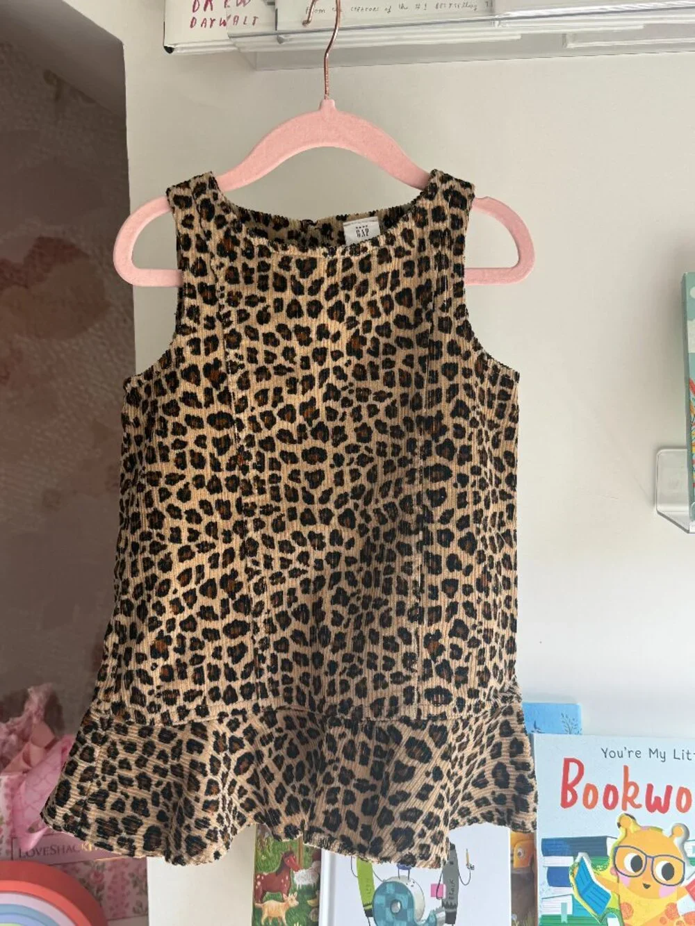Baby Gap Girls Leopard Corduroy Peplum Dress 2Y